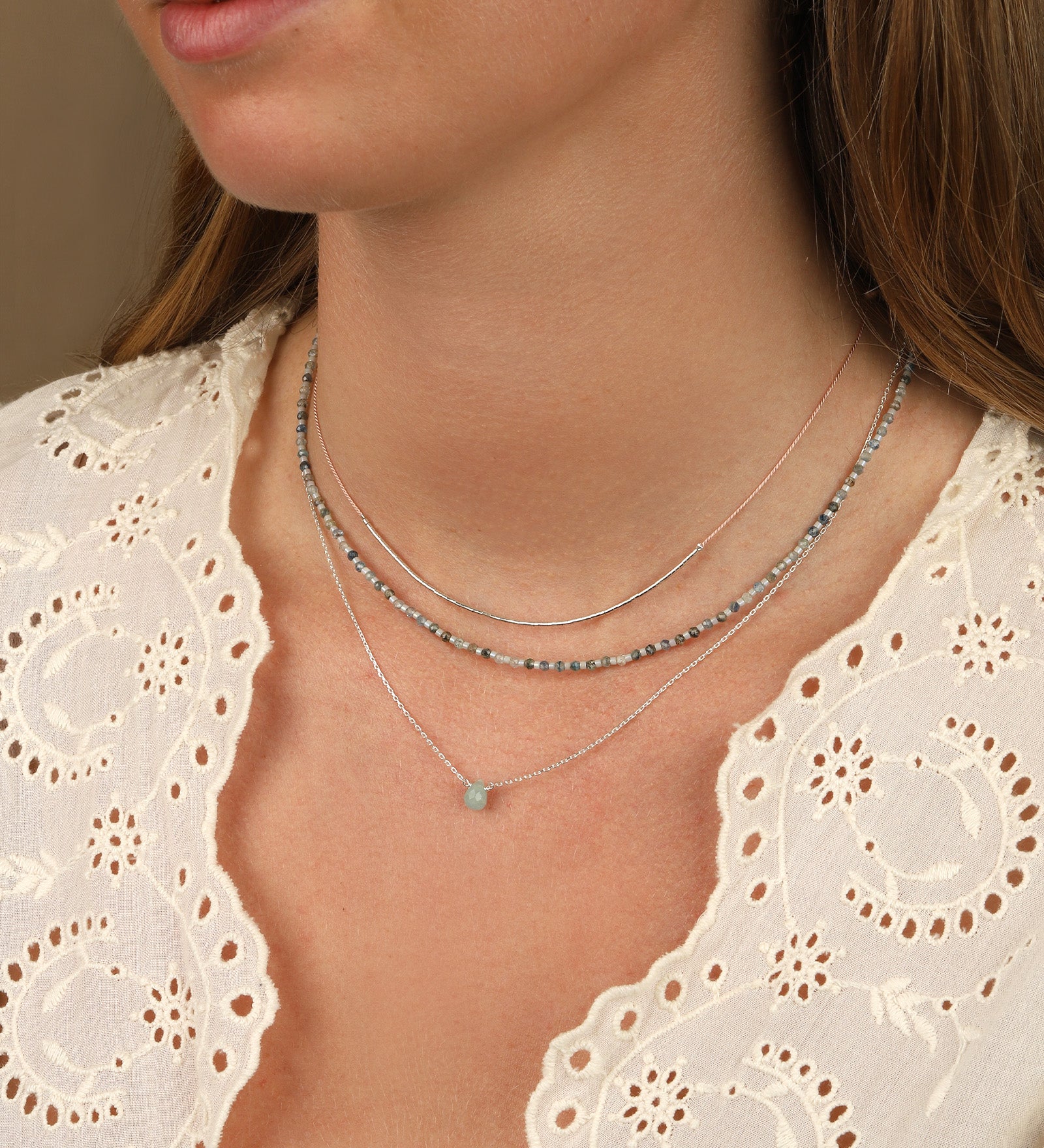 Aquamarine Birolette Cable Chain Necklace | 6mm Sterling Silver, Aquamarine