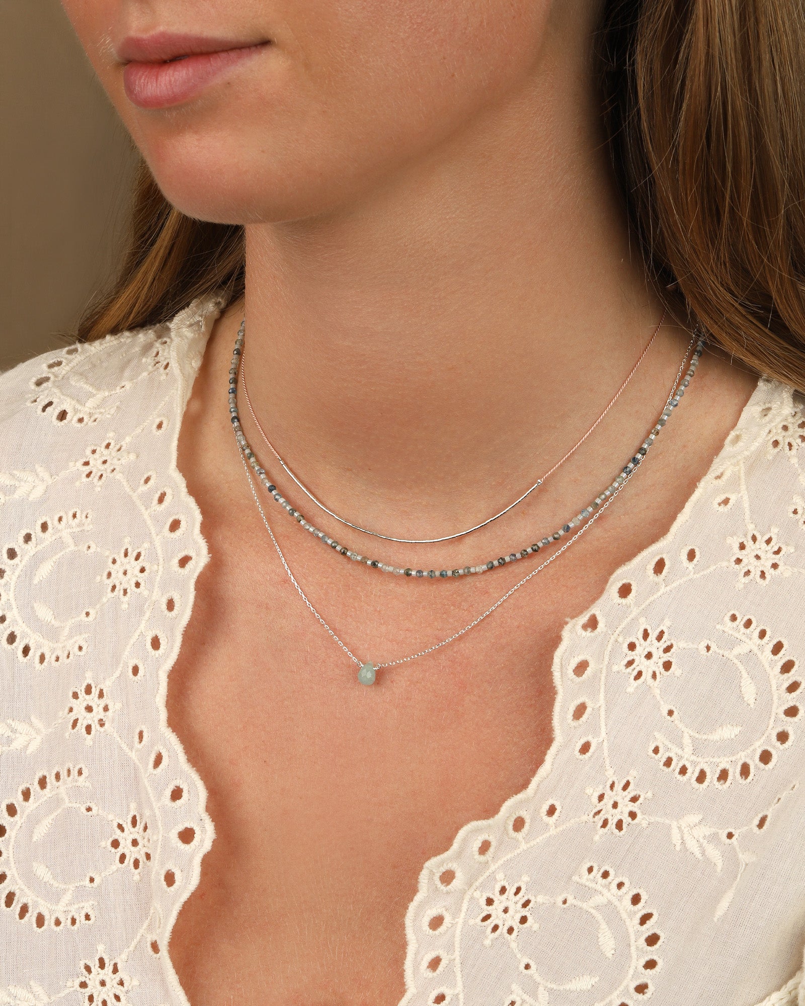 Aquamarine Birolette Cable Chain Necklace | 6mm Sterling Silver, Aquamarine