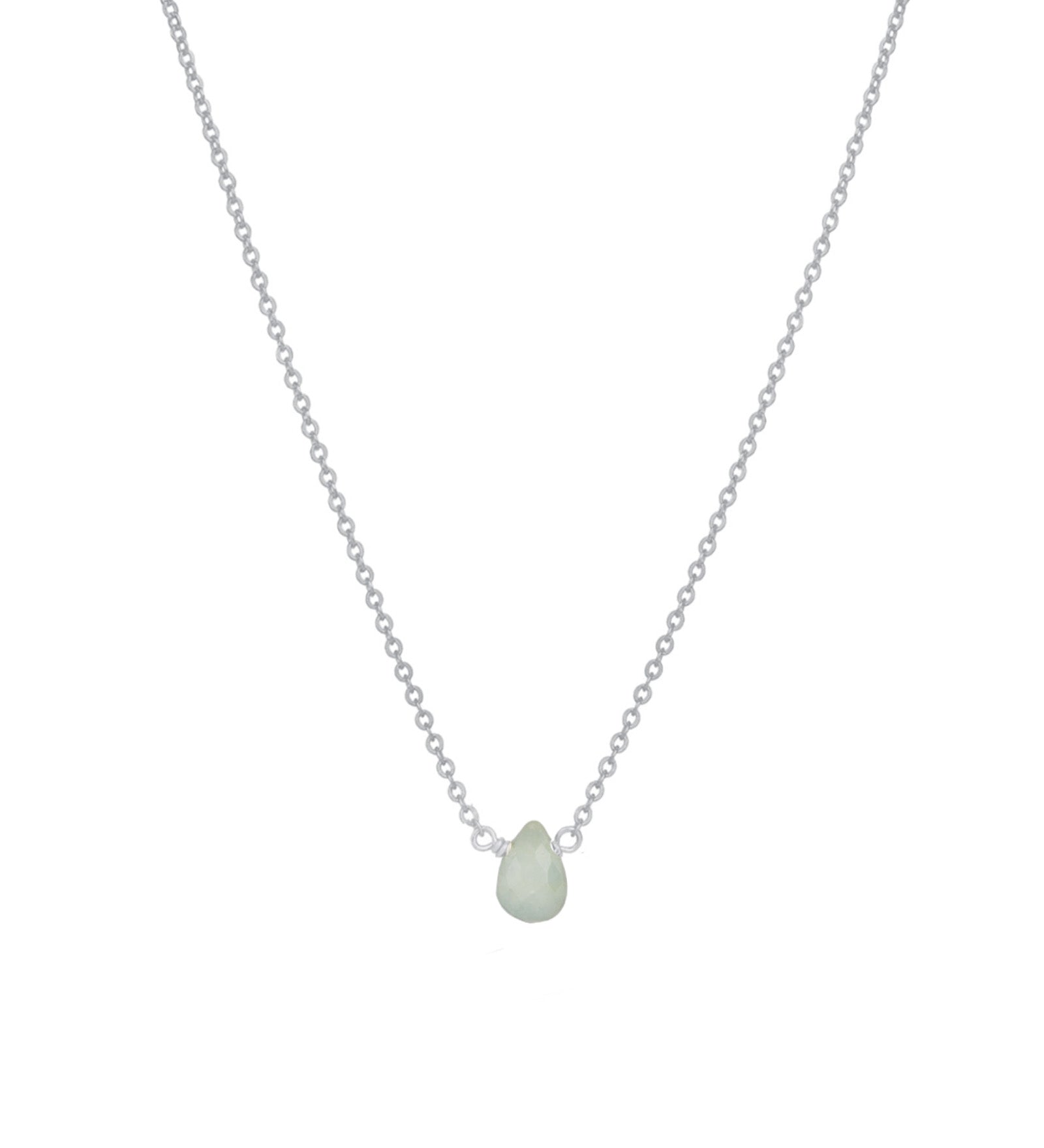 Aquamarine Birolette Cable Chain Necklace | 6mm Sterling Silver, Aquamarine