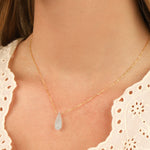 Stoned By Gem Jar-Aquamarine Briolette Cable Chain Necklace | 8mm-Necklaces-Blue Ruby Jewellery-Vancouver Canada