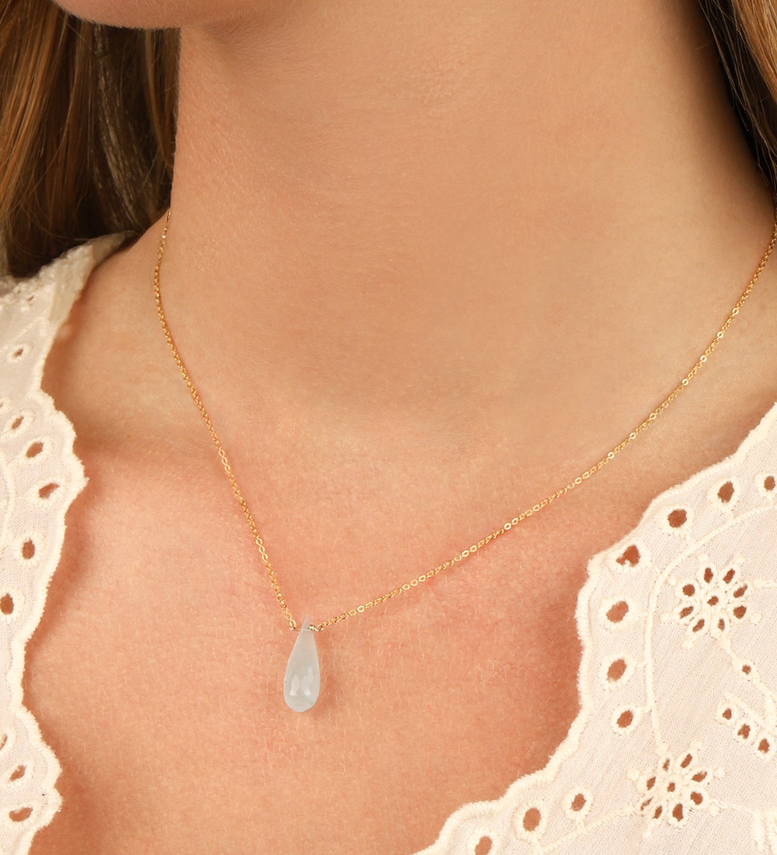 Stoned By Gem Jar-Aquamarine Briolette Cable Chain Necklace | 8mm-Necklaces-Blue Ruby Jewellery-Vancouver Canada