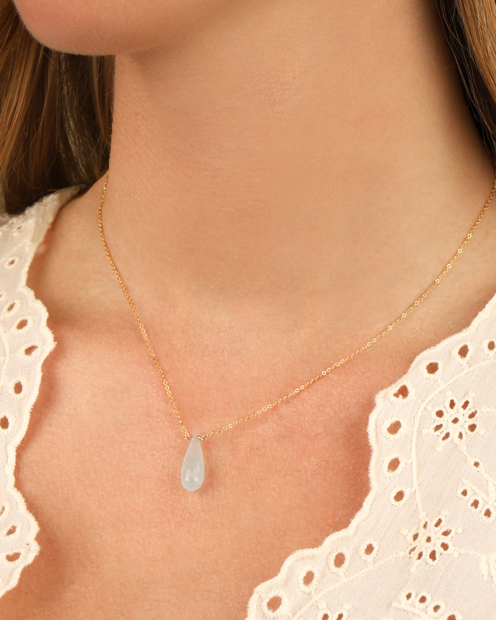 Stoned By Gem Jar-Aquamarine Briolette Cable Chain Necklace | 8mm-Necklaces-Blue Ruby Jewellery-Vancouver Canada