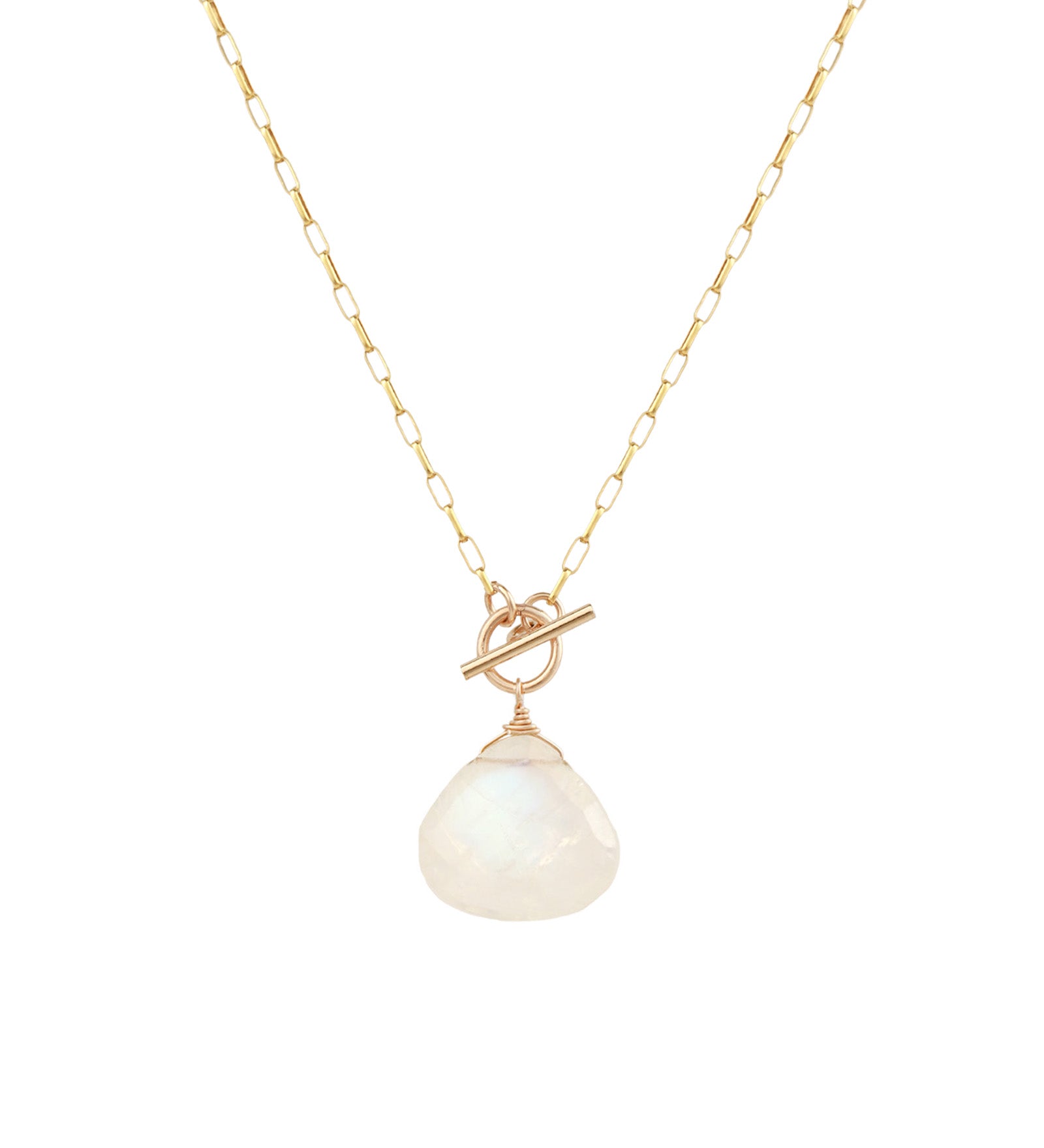 Moonstone Toggle Necklace 14k Gold Filled, Moonstone