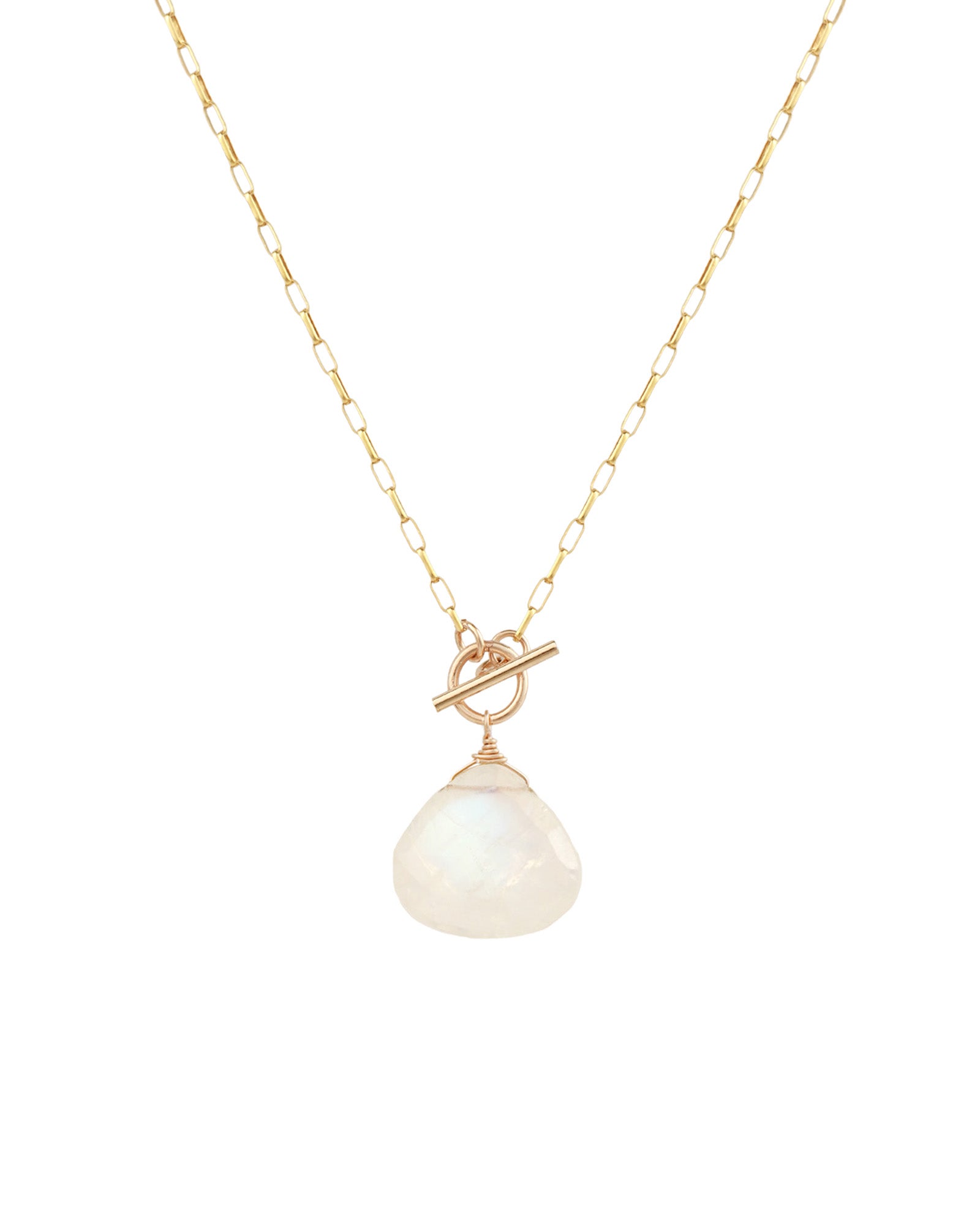 Moonstone Toggle Necklace 14k Gold Filled, Moonstone