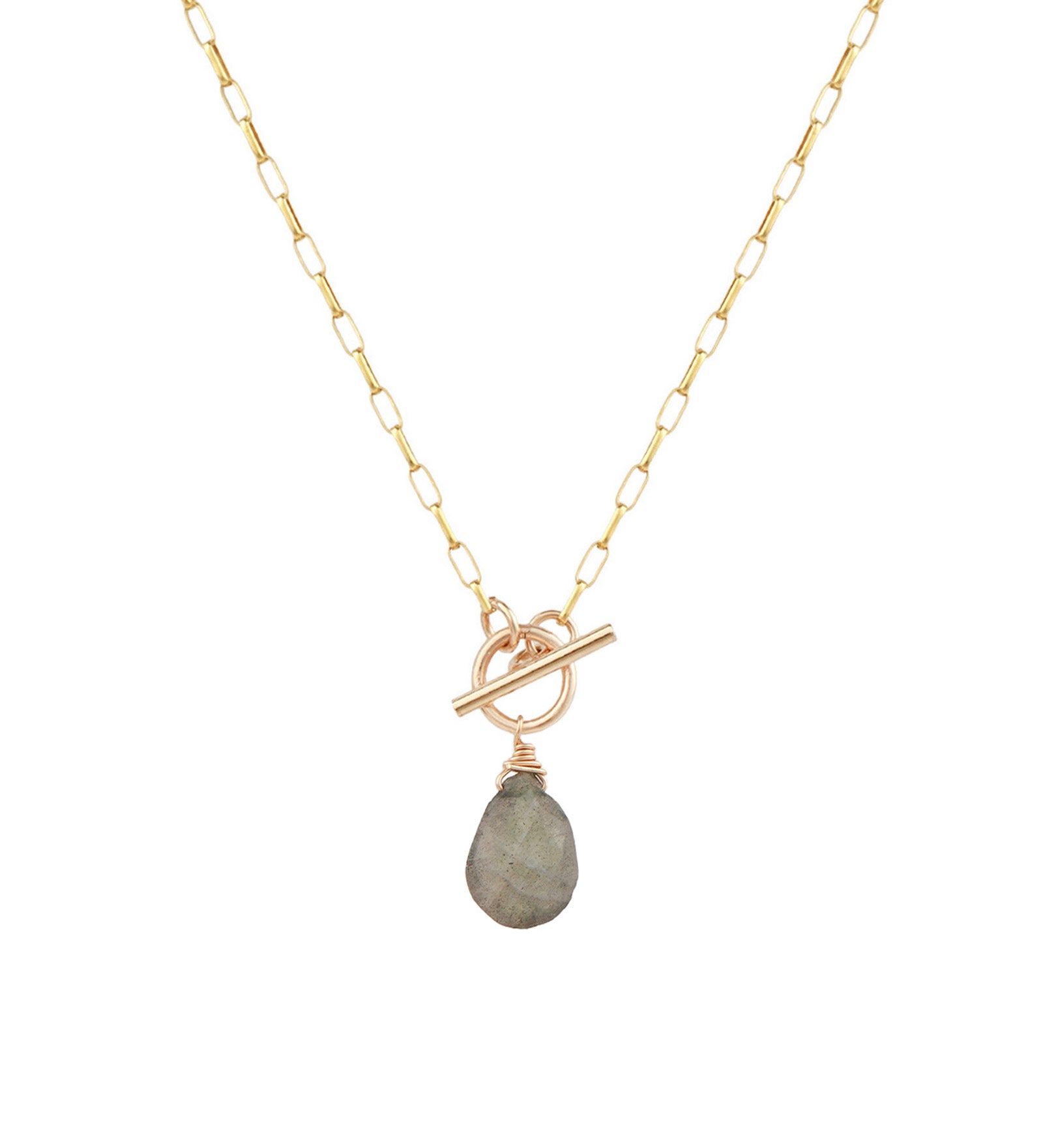 Labradorite Toggle Necklace 14k Gold Filled, Labradorite