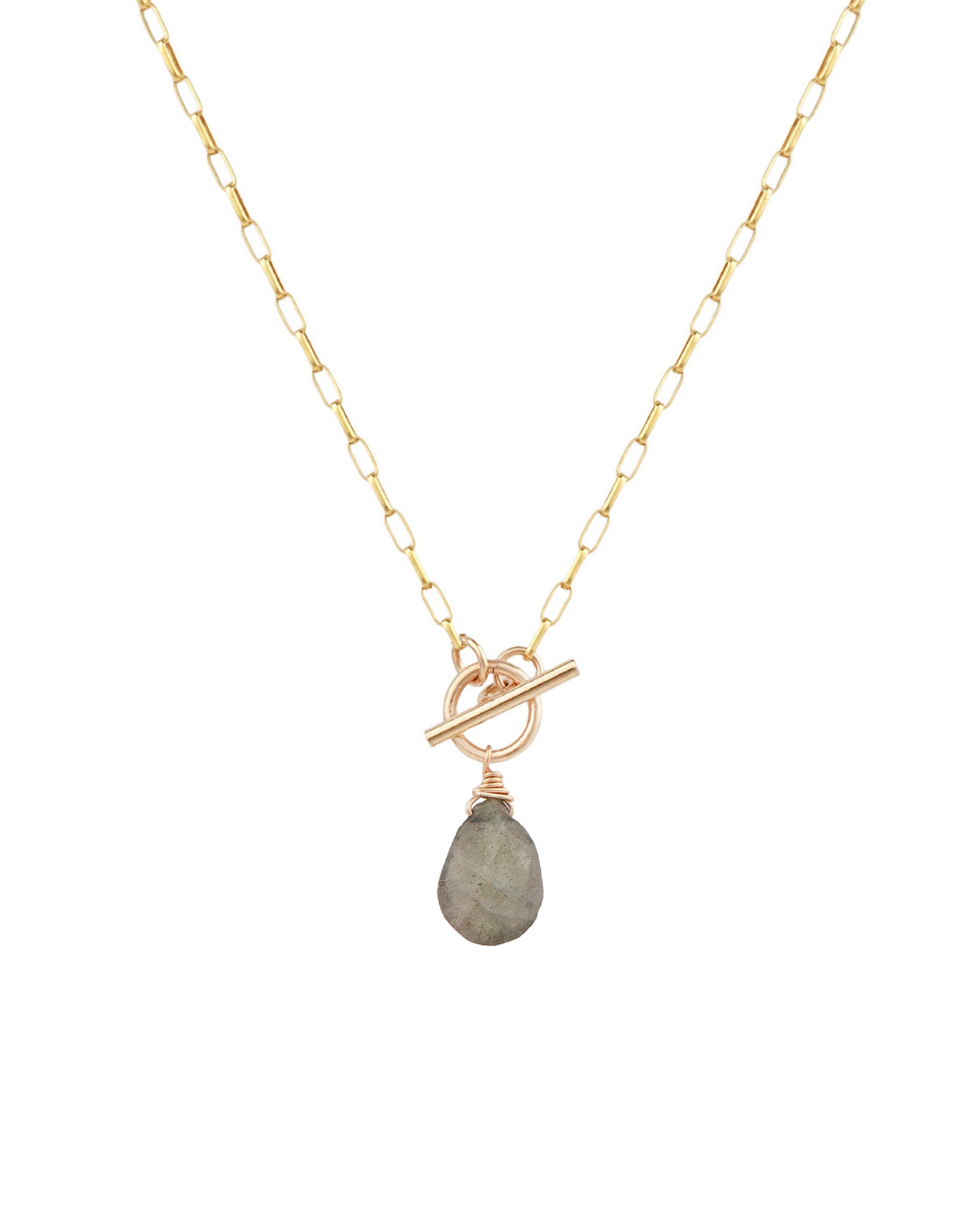 Labradorite Toggle Necklace 14k Gold Filled, Labradorite