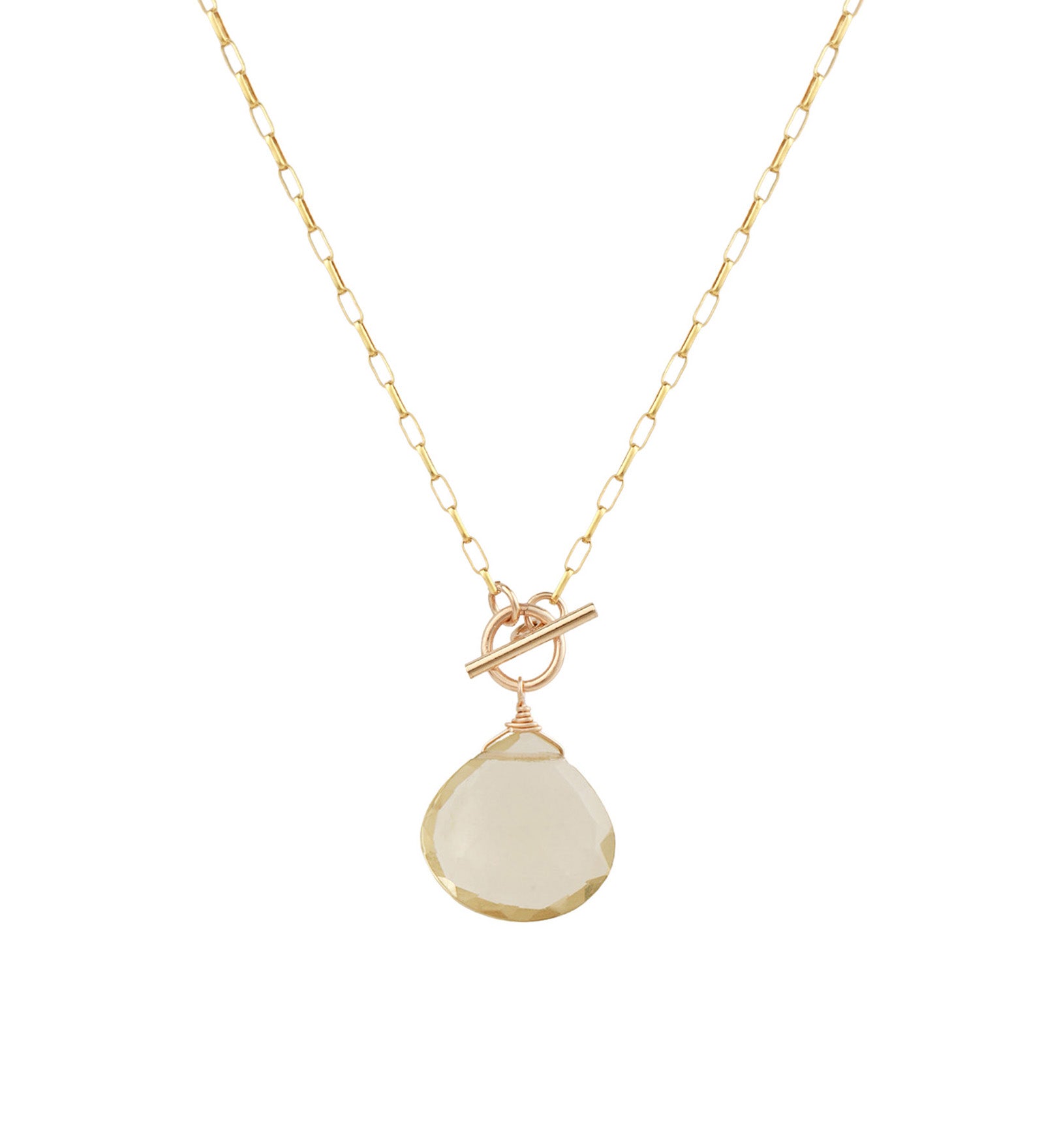 Lemon Quartz Toggle Necklace 14k Gold Filled, Lemon Quartz