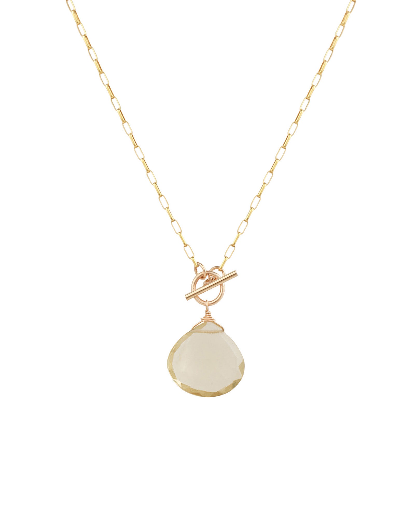 Lemon Quartz Toggle Necklace 14k Gold Filled, Lemon Quartz
