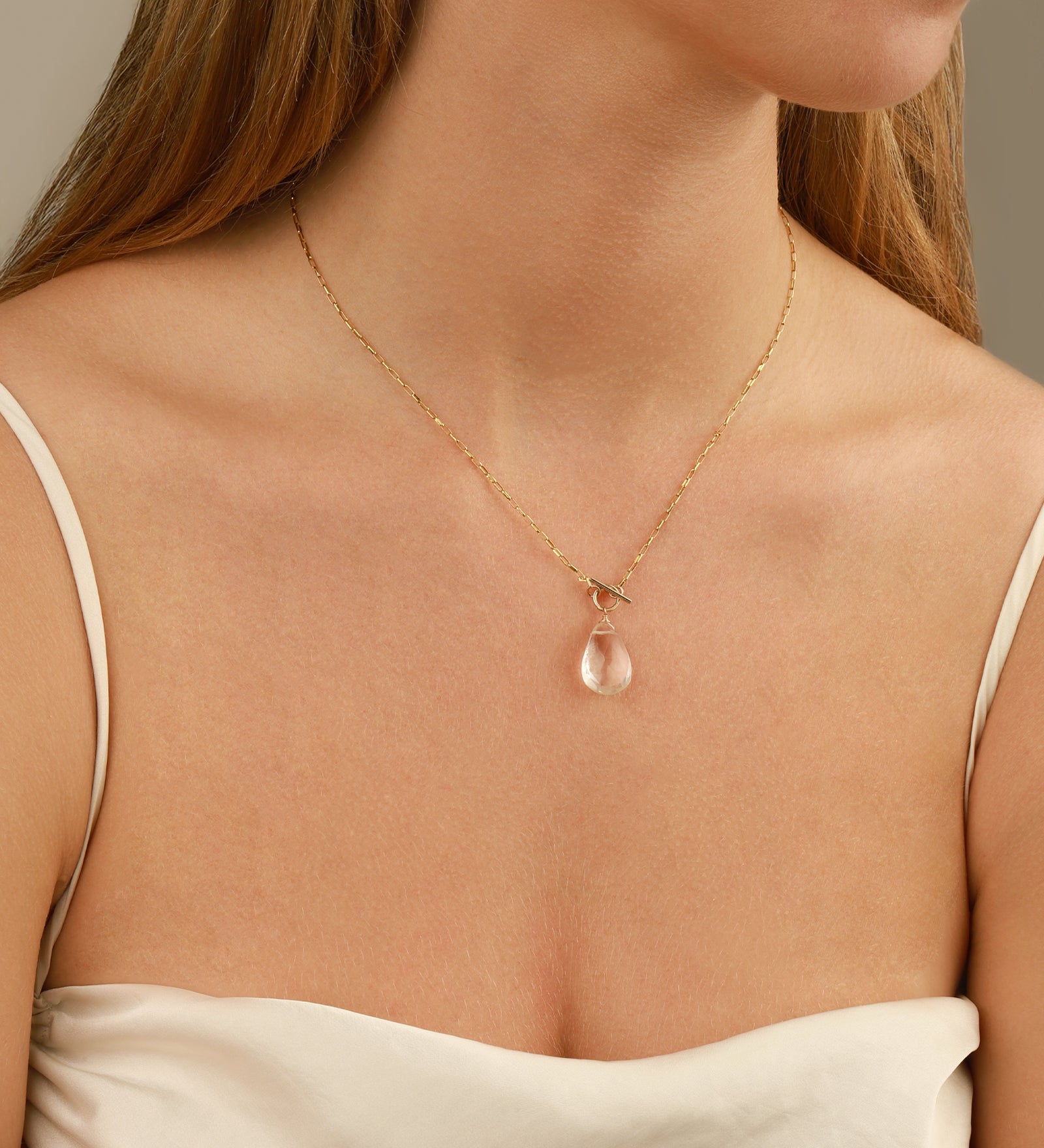 Aquamarine Toggle Necklace 14k Gold Filled, Aquamarine