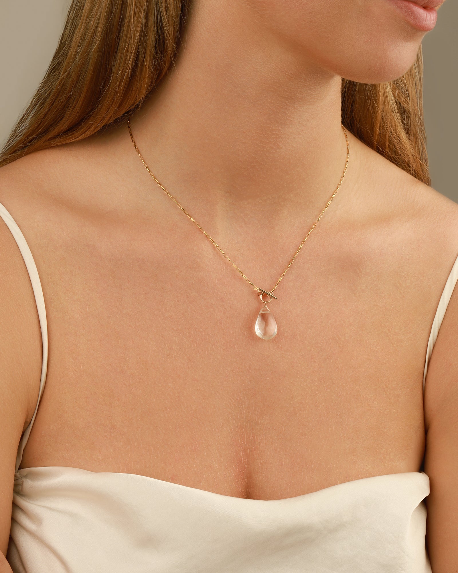 Aquamarine Toggle Necklace 14k Gold Filled, Aquamarine