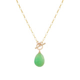 Chrysoprase Toggle Necklace 14k Gold Filled, Chrysoprase