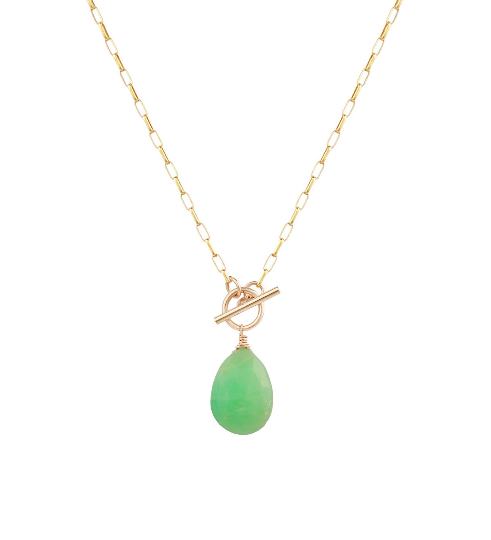 Chrysoprase Toggle Necklace 14k Gold Filled, Chrysoprase