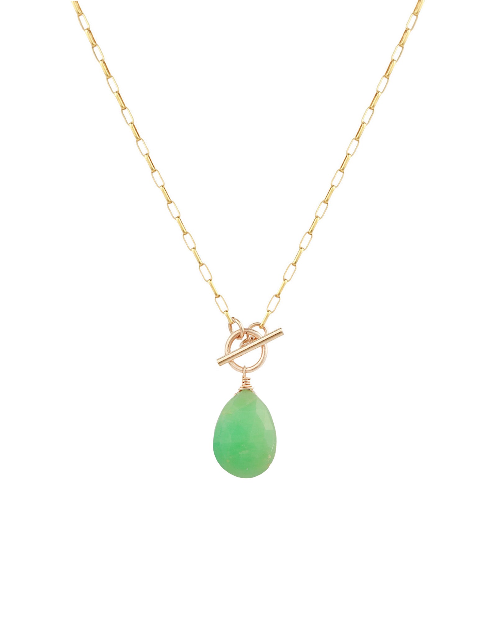 Chrysoprase Toggle Necklace 14k Gold Filled, Chrysoprase