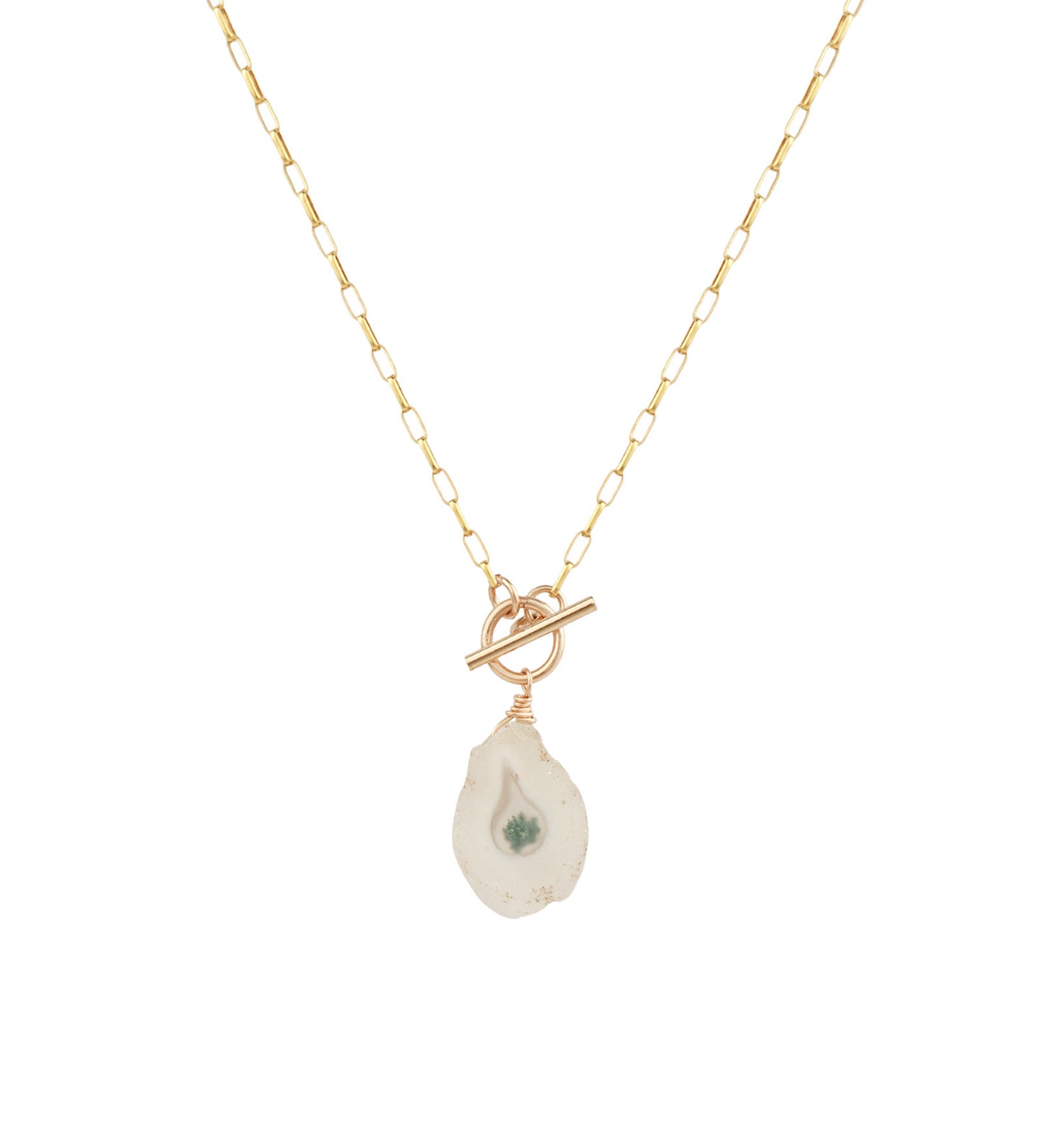 Solar Quartz Toggle Necklace 14k Gold Filled, Solar Quartz