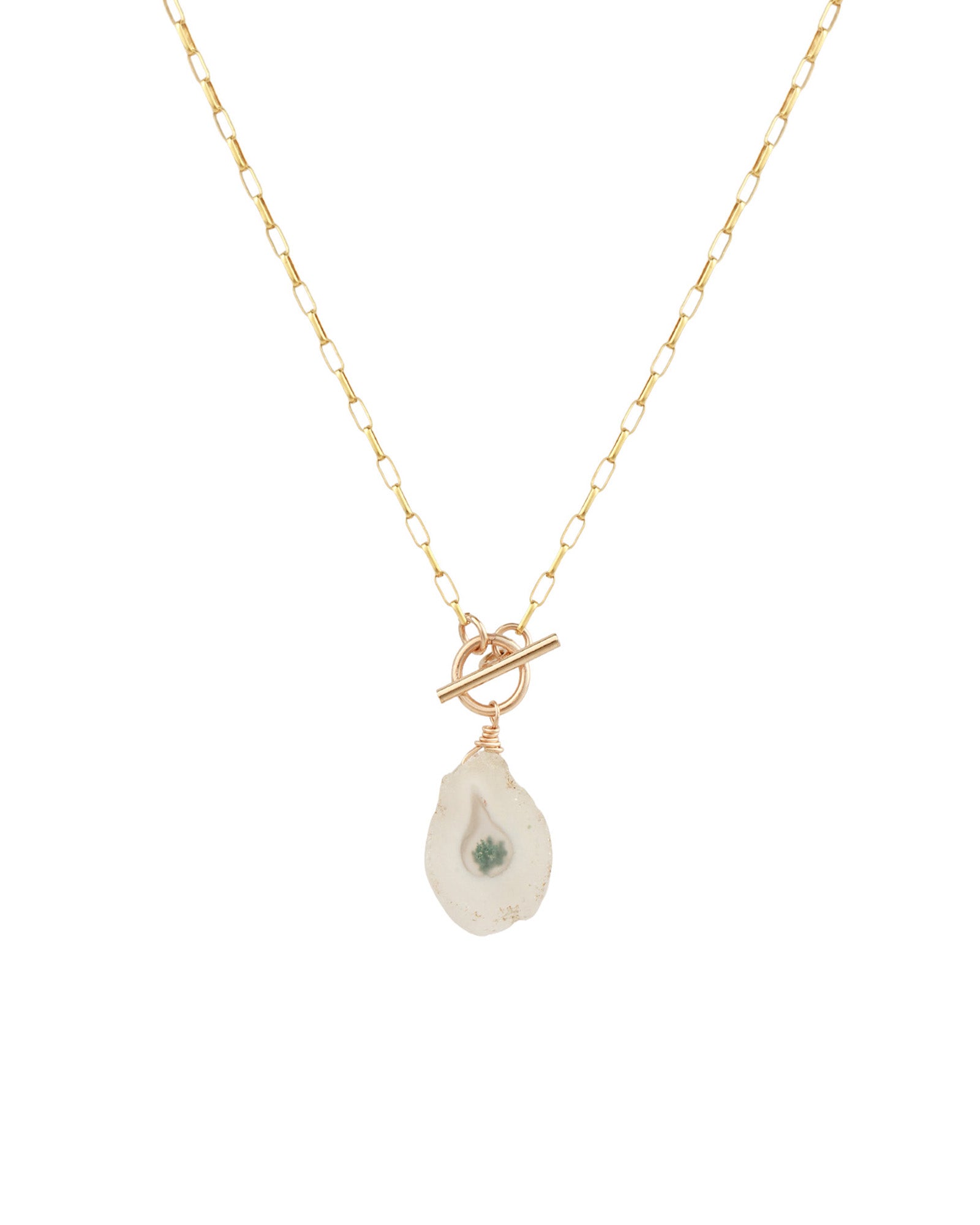 Solar Quartz Toggle Necklace 14k Gold Filled, Solar Quartz