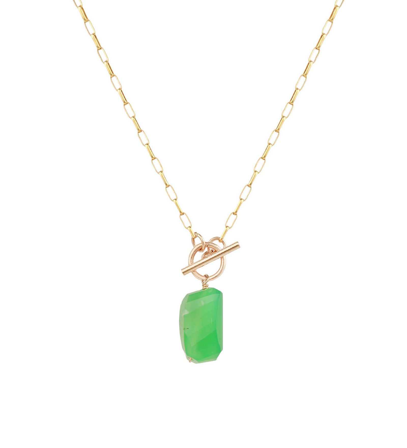 Chrysoprase Toggle Necklace 14k Gold Filled, Chrysoprase