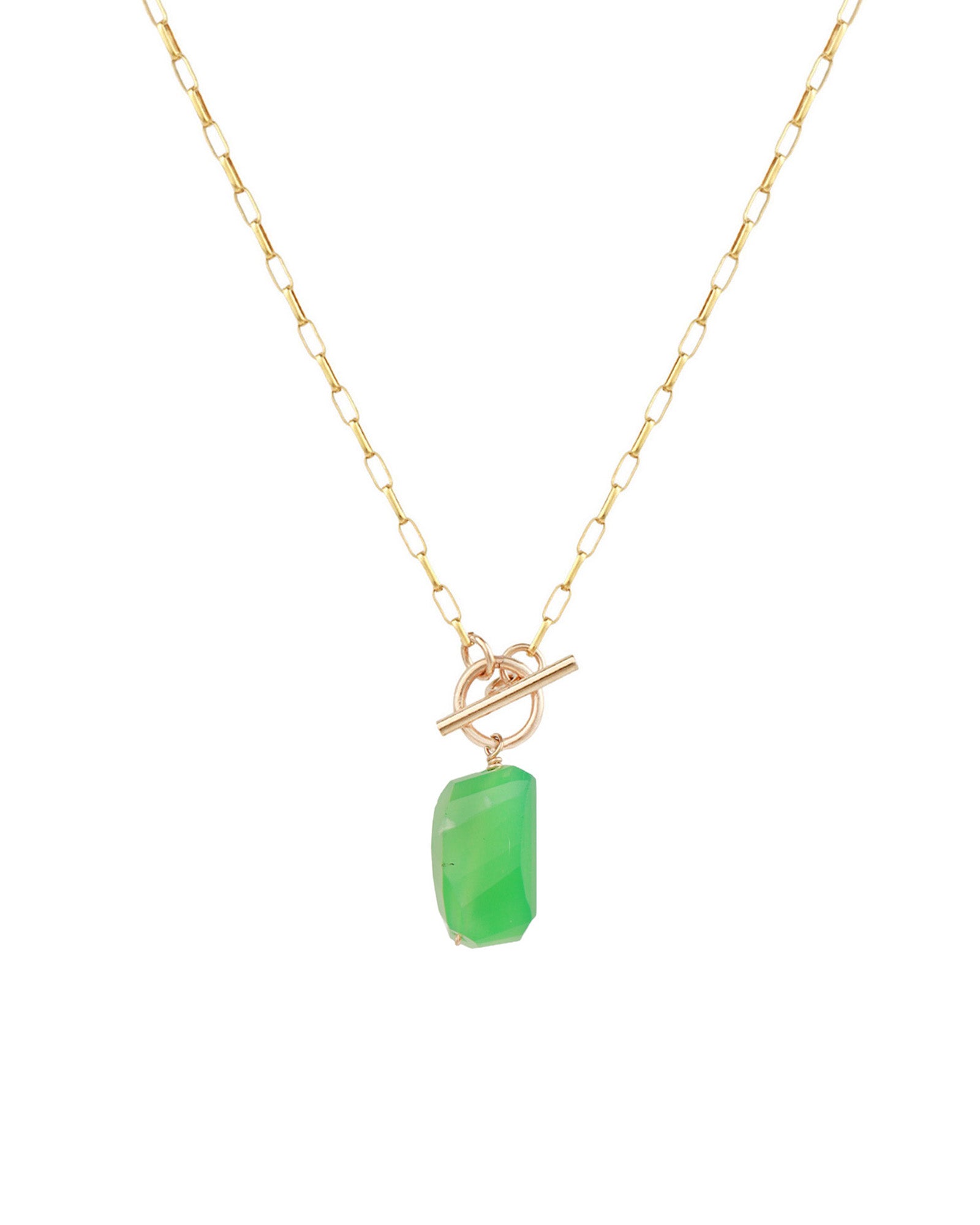 Chrysoprase Toggle Necklace 14k Gold Filled, Chrysoprase