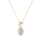 Natural Chalcedony Toggle Necklace 14k Gold Filled, Natural Chalcedony