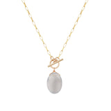 Natural Chalcedony Toggle Necklace 14k Gold Filled, Natural Chalcedony