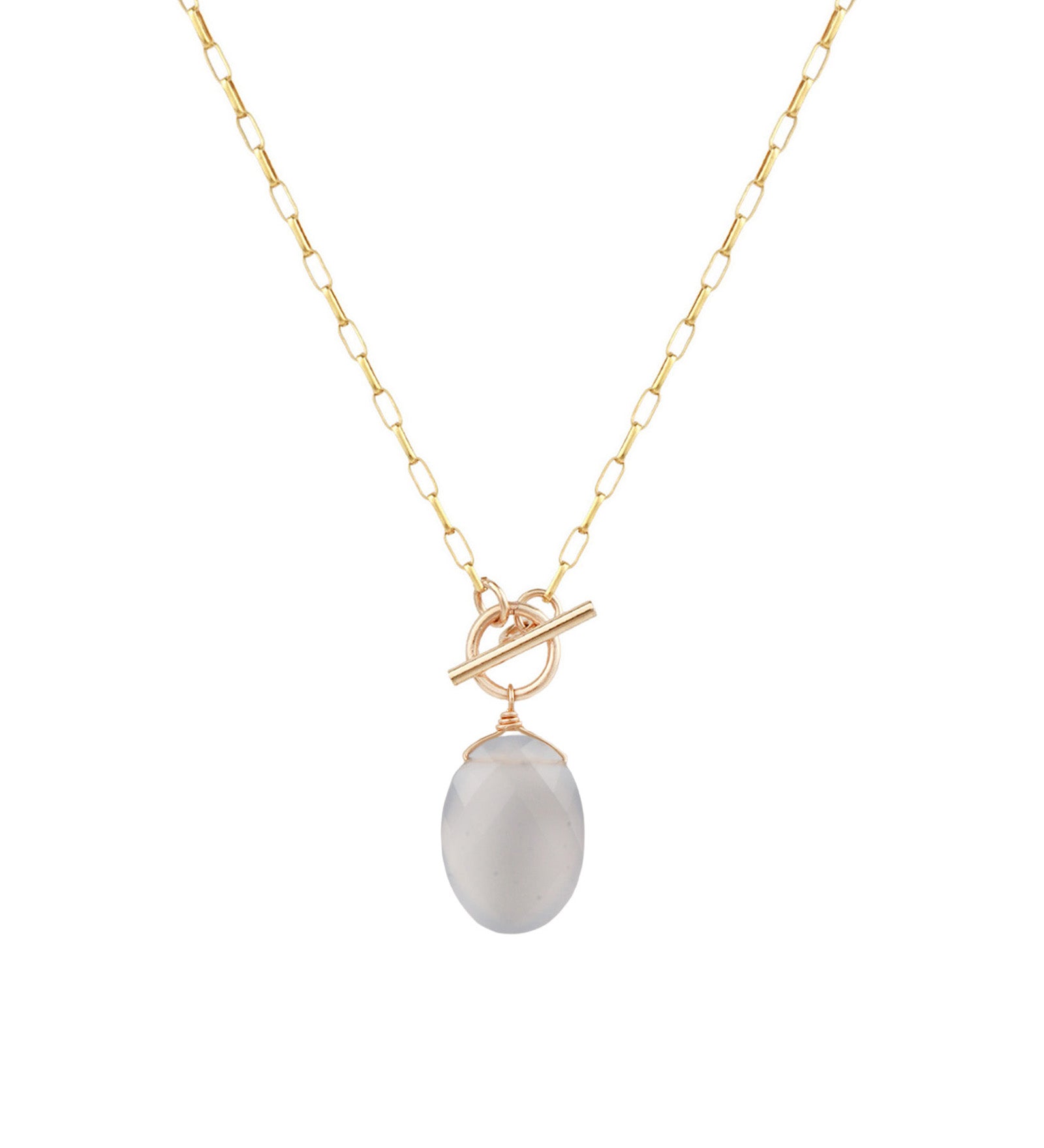 Natural Chalcedony Toggle Necklace 14k Gold Filled, Natural Chalcedony