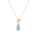Blue Chalcedony Toggle Necklace 14k Gold Filled, Blue Chalcedony