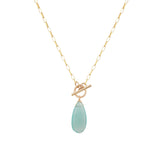 Blue Chalcedony Toggle Necklace 14k Gold Filled, Blue Chalcedony
