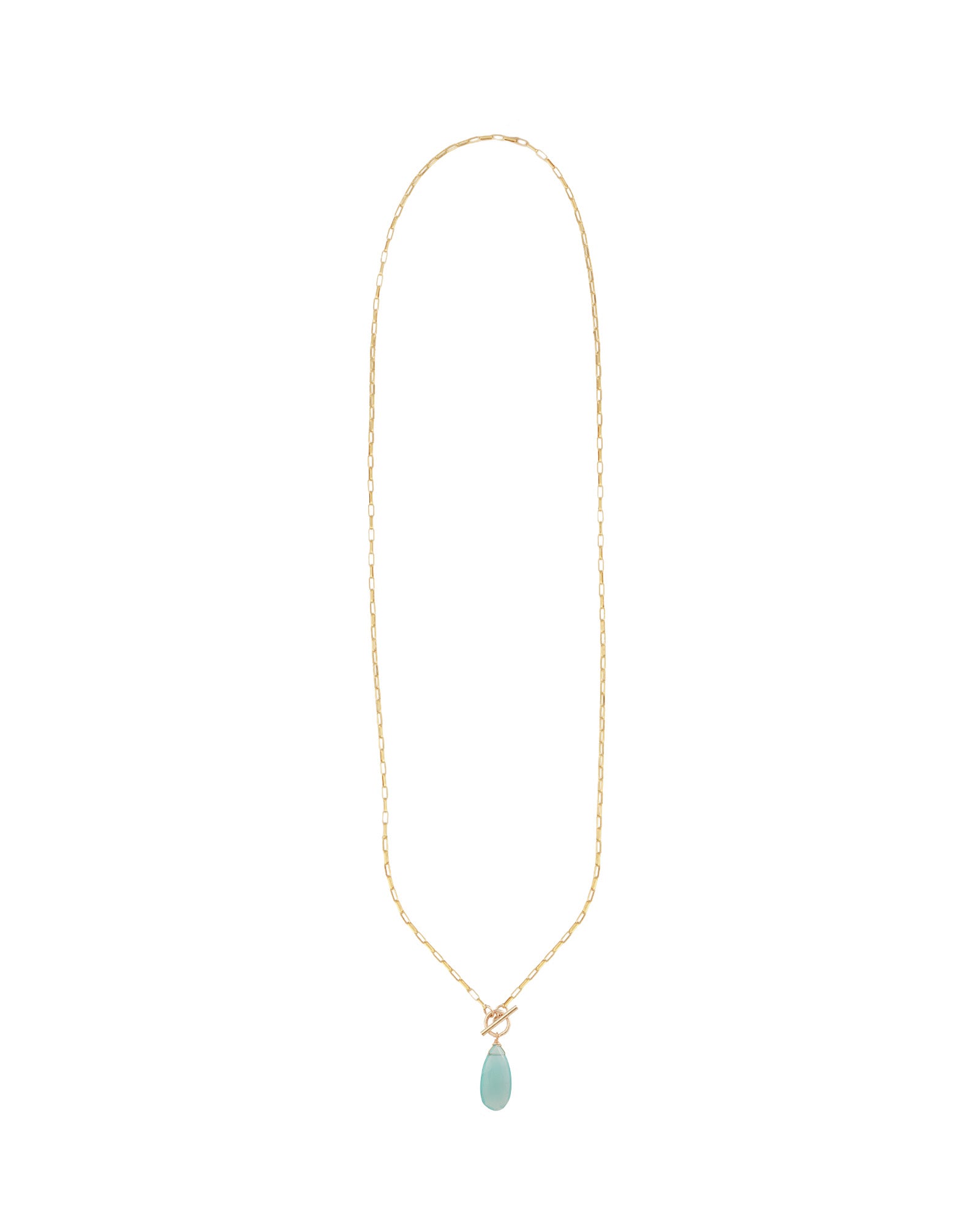 Blue Chalcedony Toggle Necklace 14k Gold Filled, Blue Chalcedony