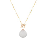 Light Blue Chalcedony Toggle Necklace 14k Gold Filled, Light Blue Chalcedony