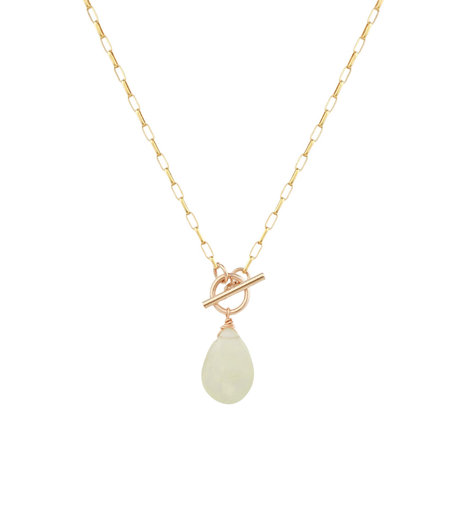 Prehnite Toggle Necklace 14k Gold Filled, Prehnite