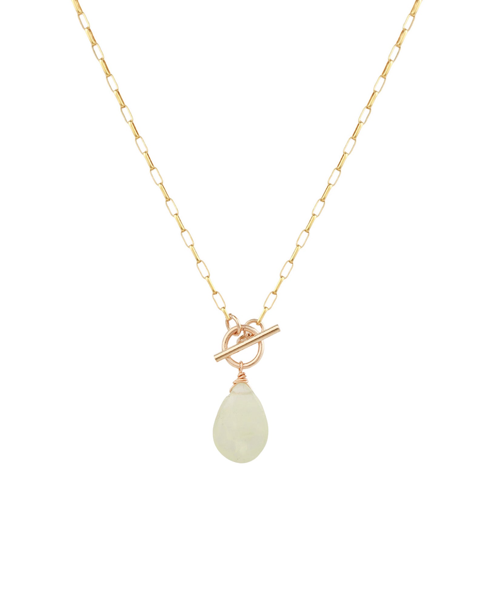 Prehnite Toggle Necklace 14k Gold Filled, Prehnite