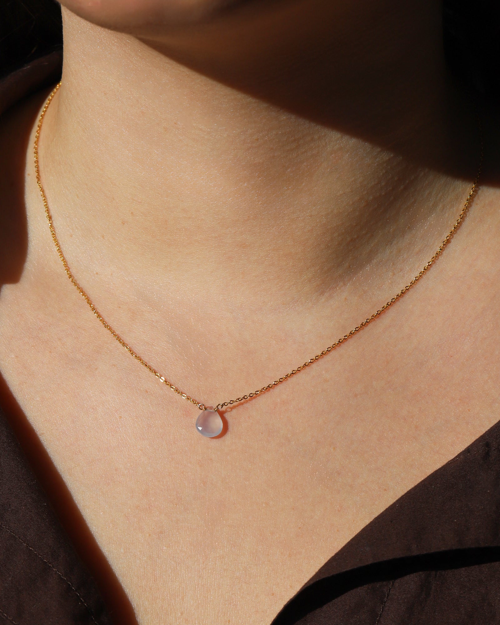 Stoned By Gem Jar-Chalcedony Pear Cable Chain Necklace-Necklaces-Blue Ruby Jewellery-Vancouver Canada