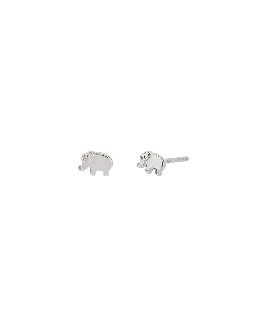 Tiny Elephant Stud 14k White Gold