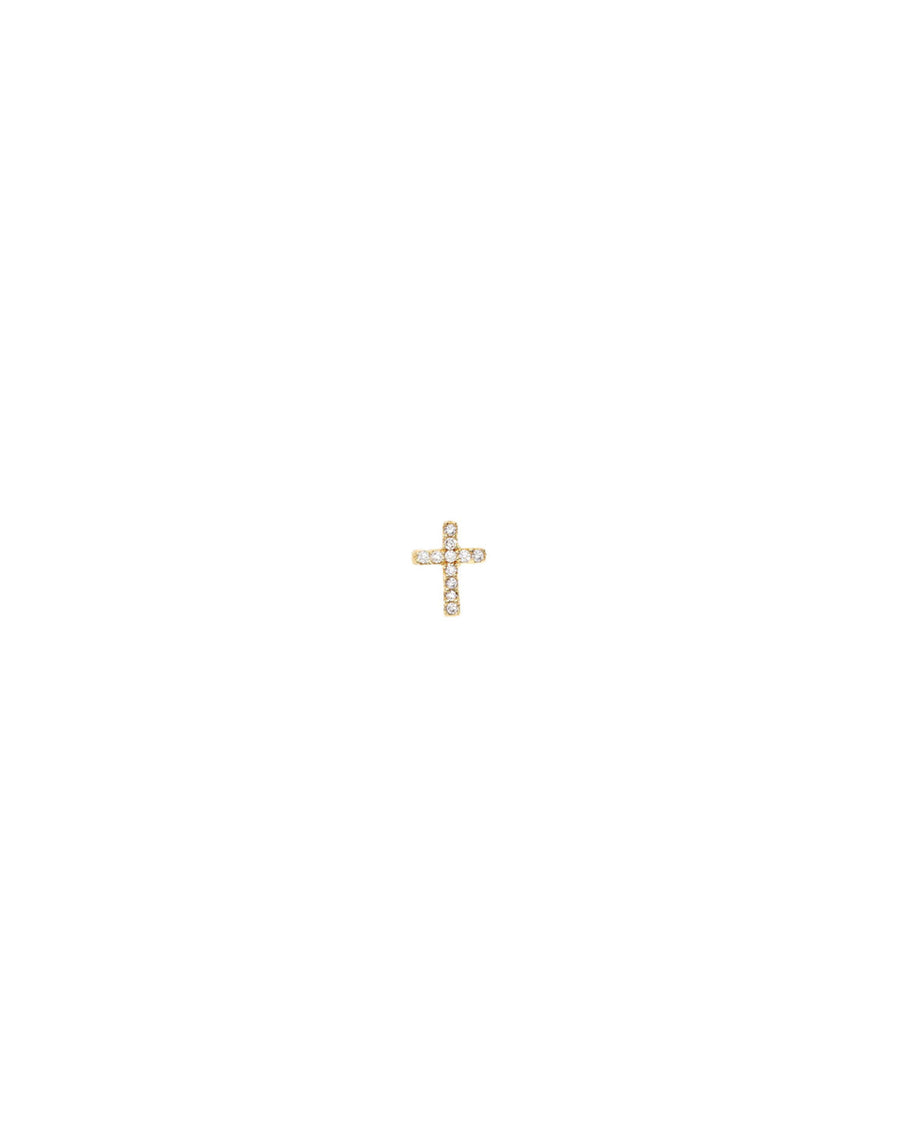 Goldhive-Pave Cross Stud | 6mm-Earrings-14k Yellow Gold, Diamond-Blue Ruby Jewellery-Vancouver Canada