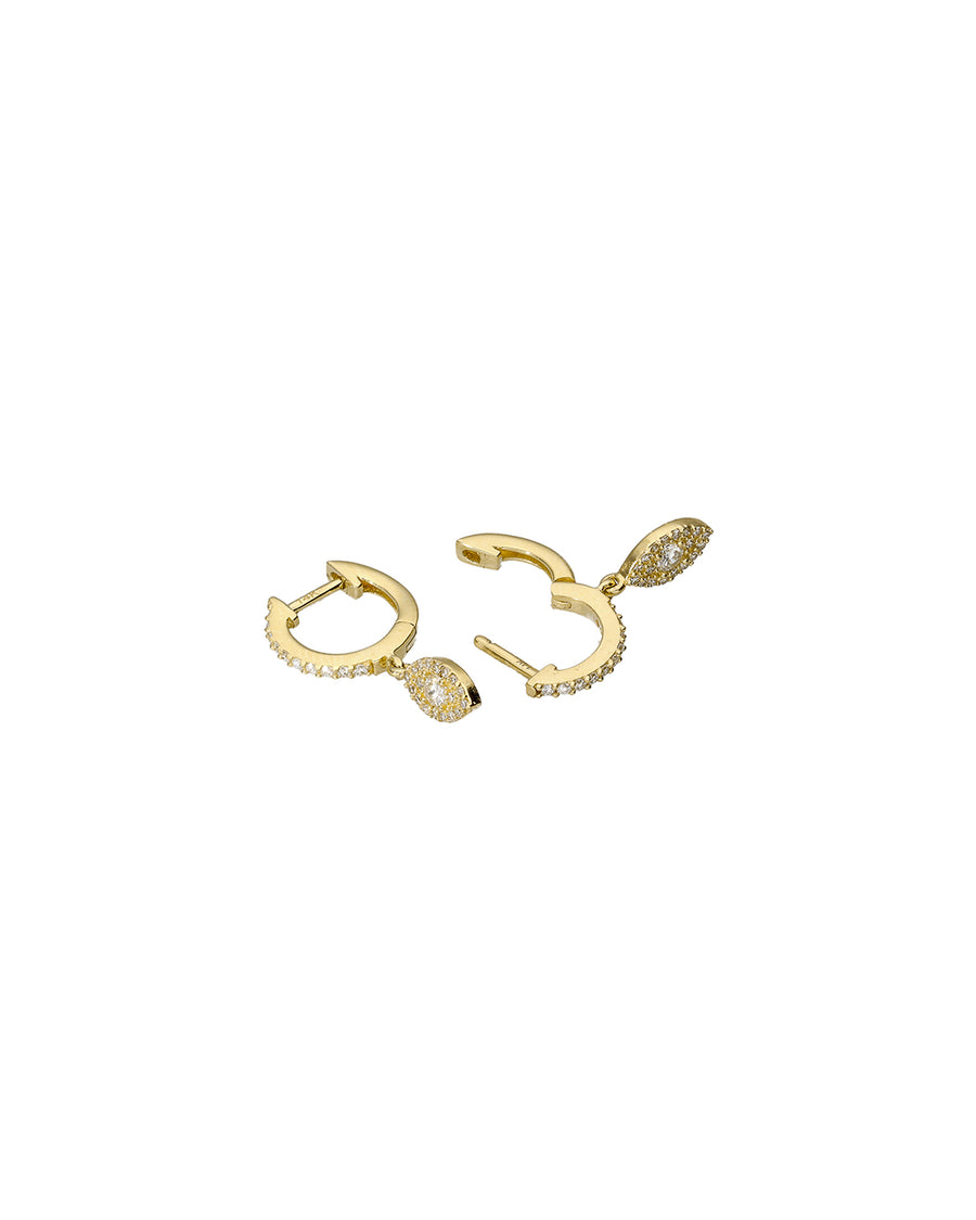 Goldhive-Evil Eye Drop Huggies-Earrings-14k Yellow Gold, Diamond-Blue Ruby Jewellery-Vancouver Canada