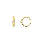 Goldhive-Diamond Pear Shaped Huggies | 14mm-Earrings-14k Yellow Gold, Diamond-Blue Ruby Jewellery-Vancouver Canada