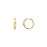 Goldhive-Diamond Pear Shaped Huggies | 14mm-Earrings-14k Yellow Gold, Diamond-Blue Ruby Jewellery-Vancouver Canada