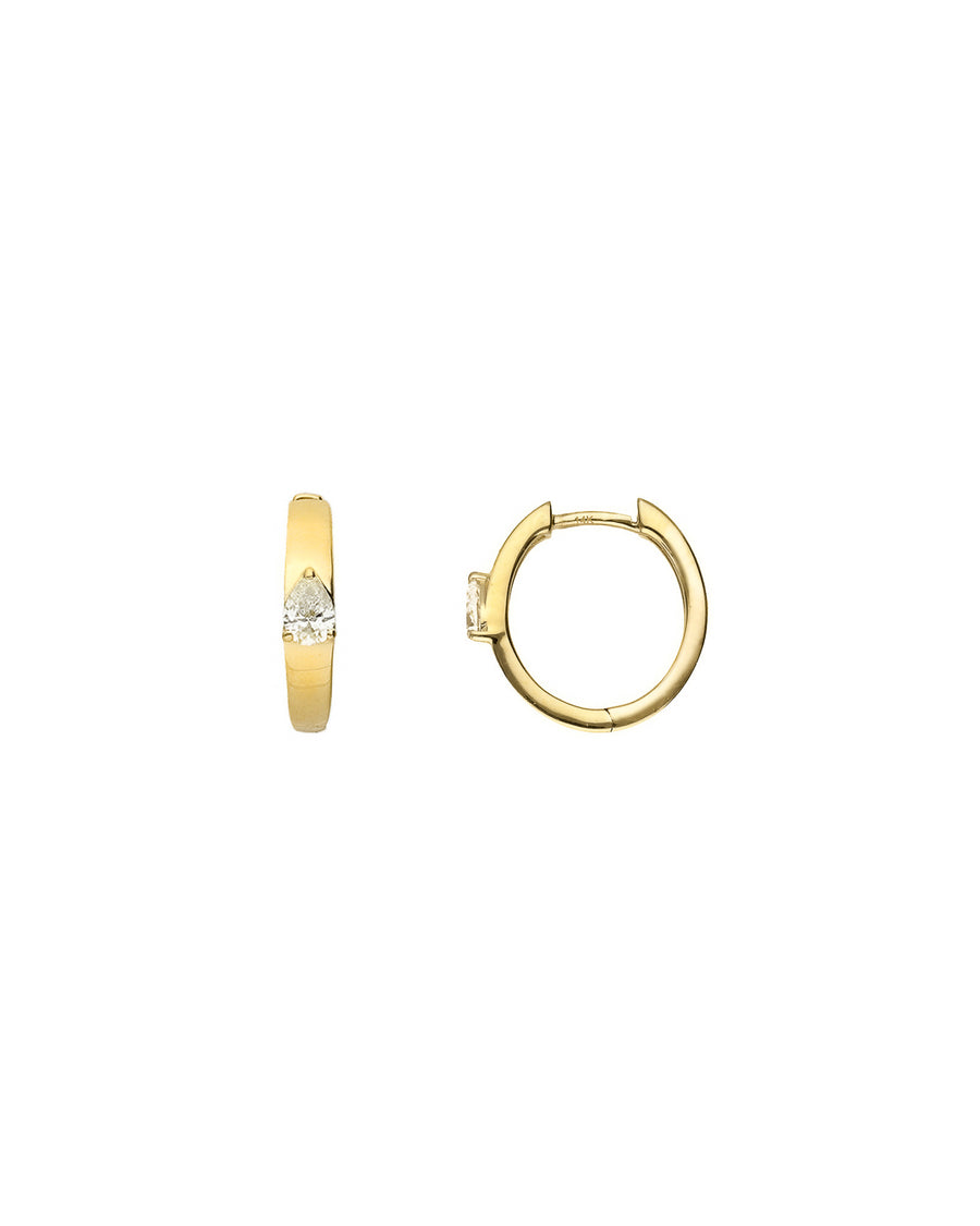 Goldhive-Diamond Pear Shaped Huggies | 14mm-Earrings-14k Yellow Gold, Diamond-Blue Ruby Jewellery-Vancouver Canada