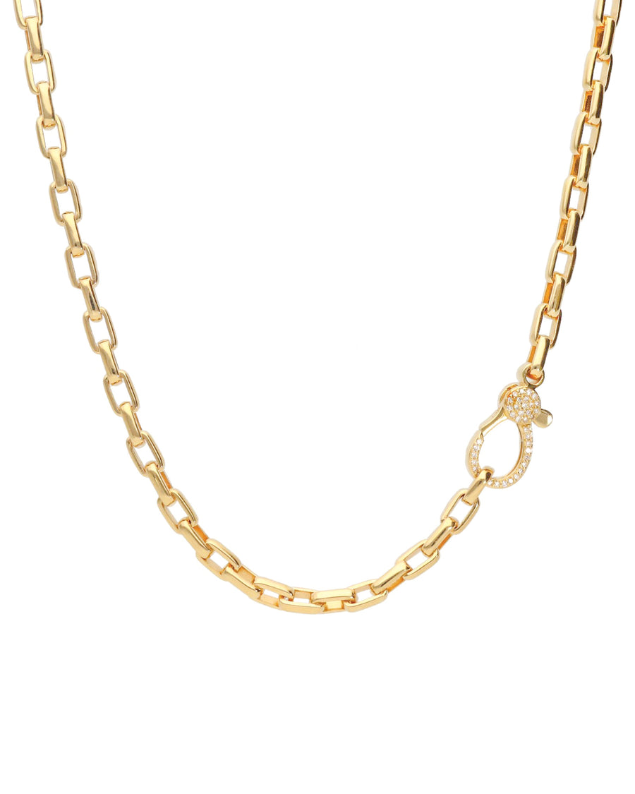 Goldhive-Rectangular Rolo Diamond Clasp Necklace-Necklaces-14k Yellow Gold, Diamond-Blue Ruby Jewellery-Vancouver Canada