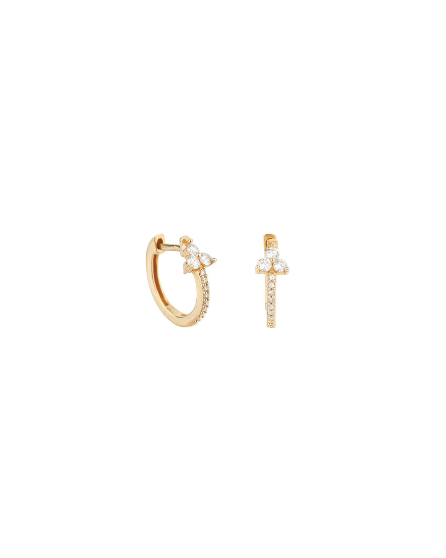 Goldhive-Trillium Diamond Huggies-Earrings-14k Yellow Gold, Diamond-Blue Ruby Jewellery-Vancouver Canada