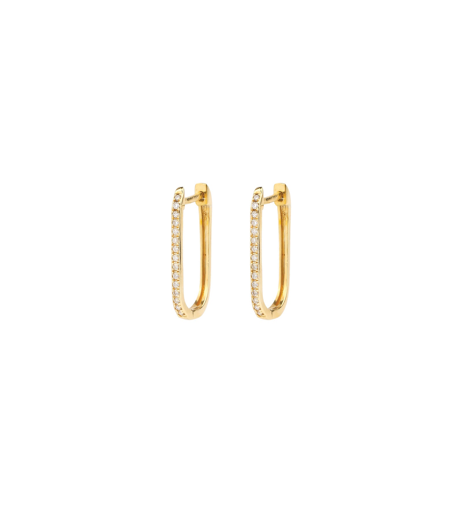 Paperclip Diamond Huggies 14k Yellow Gold, Diamond