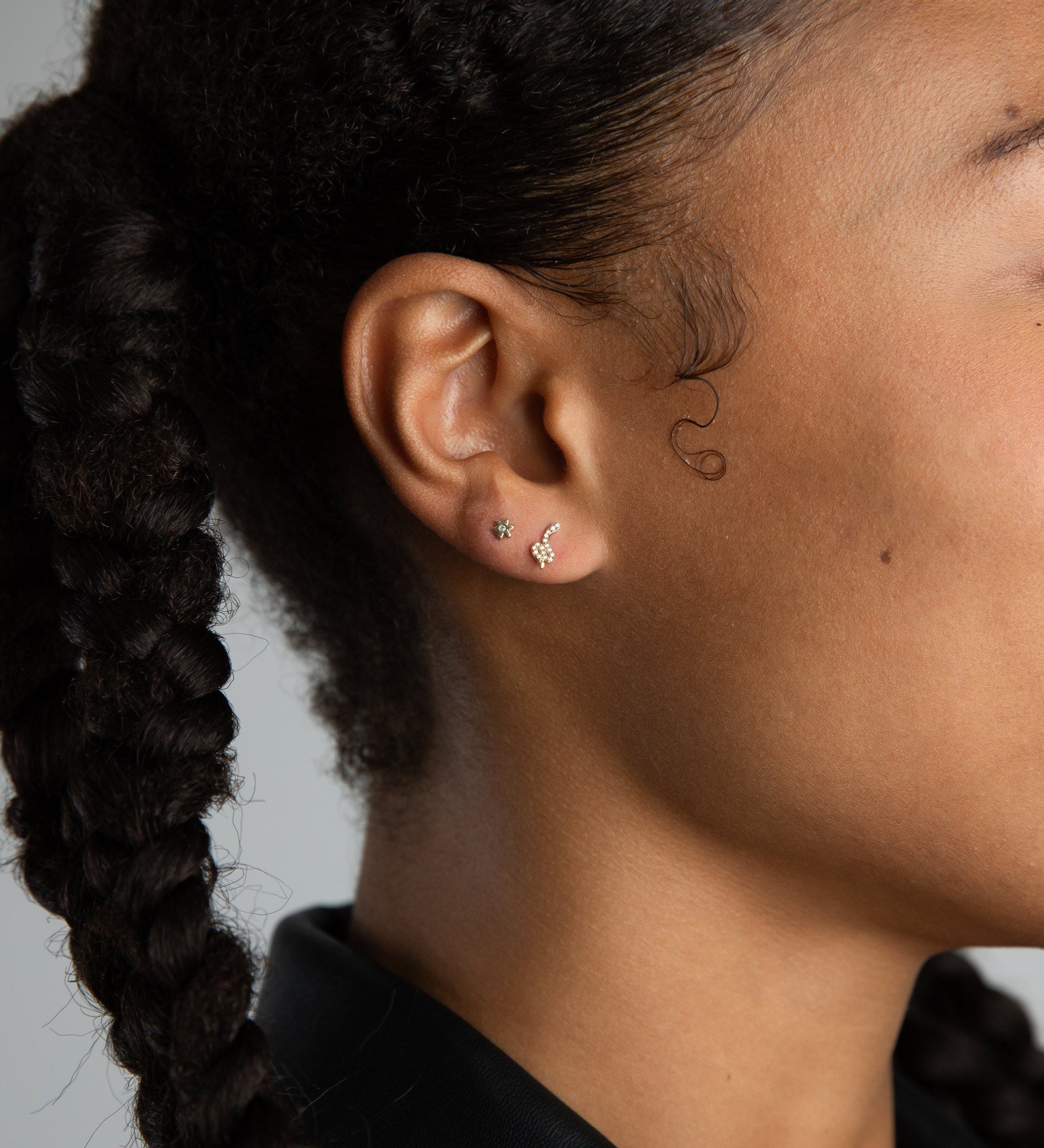 Pave Snake Studs 14k Yellow Gold