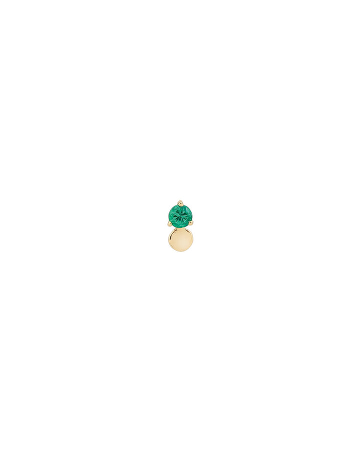 Emerald Dot Stud | 2mm 14k Yellow Gold, Emerald