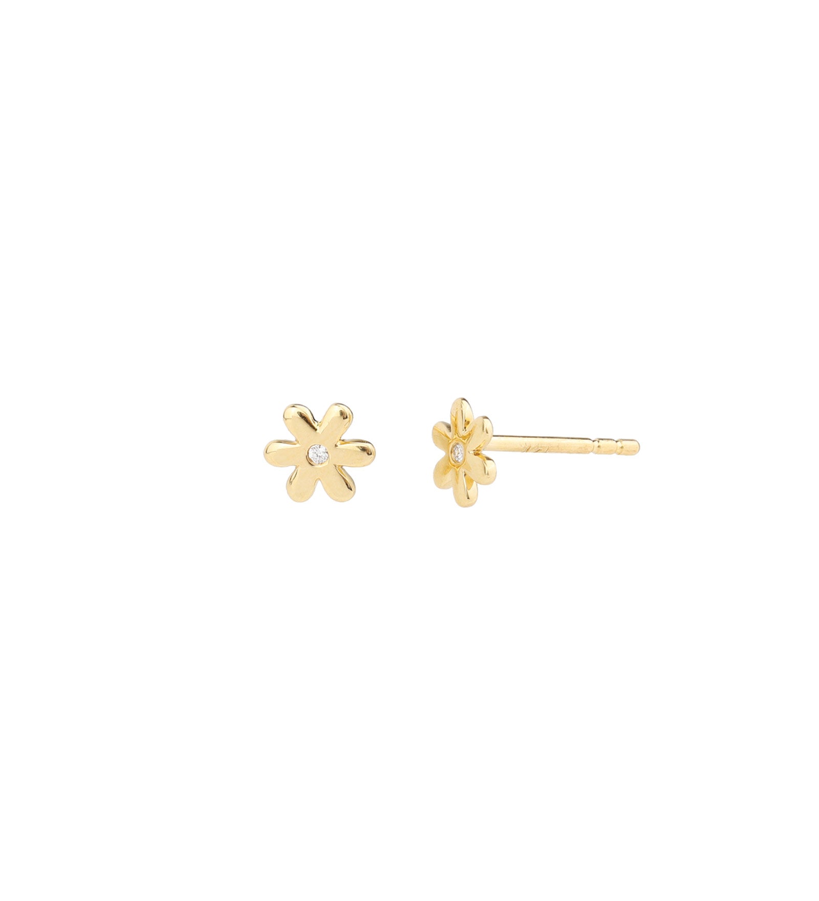 Diamond Flower Studs | 5mm 14k Yellow Gold, Diamond