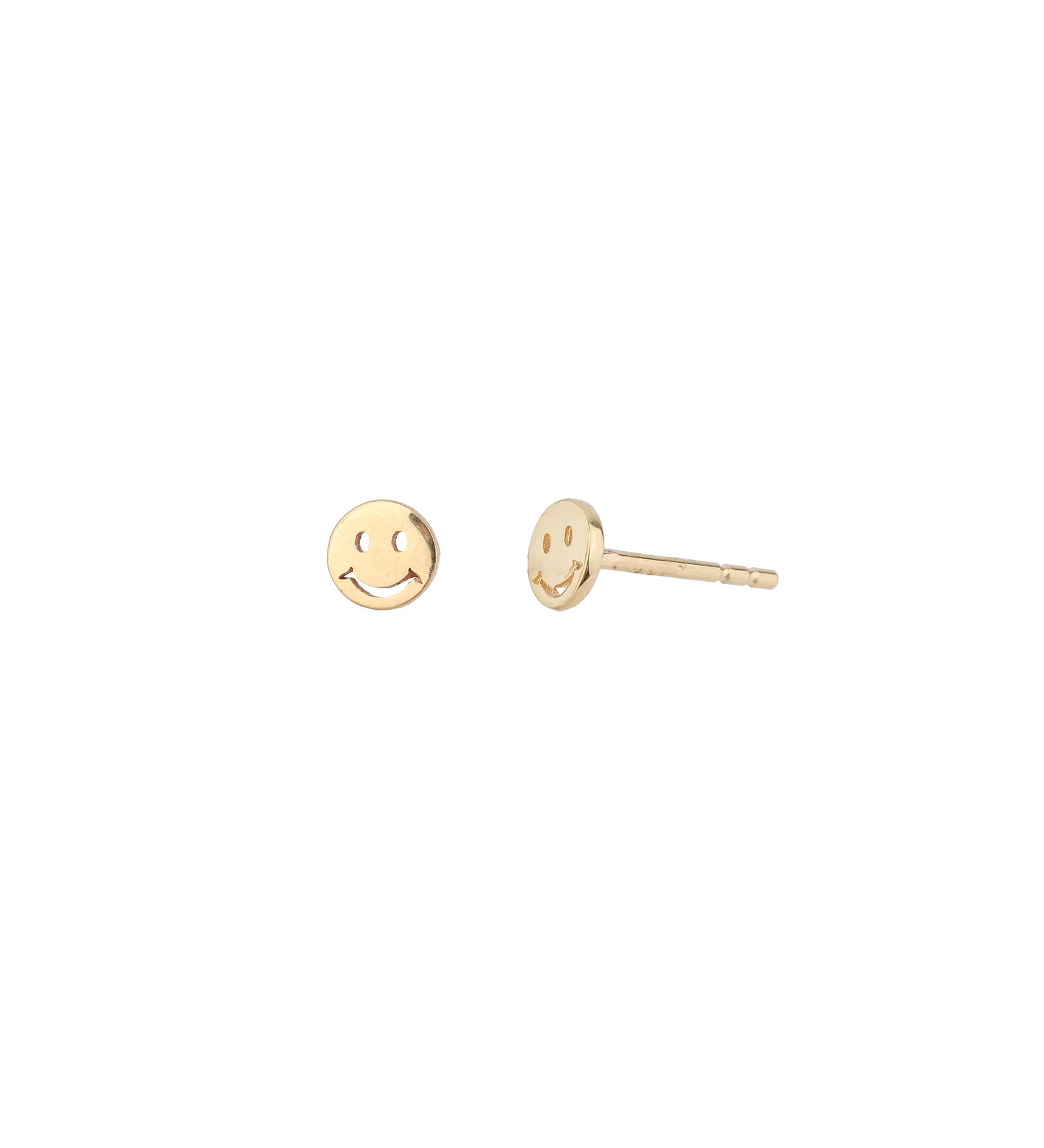 Smiley Face Studs 14k Yellow Gold