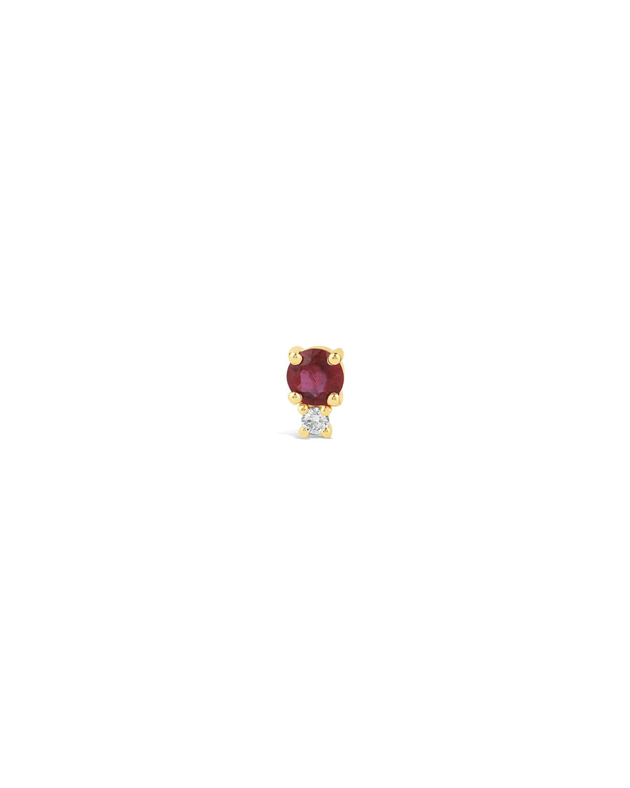 Goldhive-Diamond Drop Ruby Stud-Earrings-14k Yellow Gold, Diamond, Ruby-Blue Ruby Jewellery-Vancouver Canada