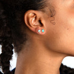 Diamond Stone Mushroom Studs 14k Yellow Gold / Turquoise
