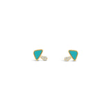 Diamond Stone Mushroom Studs 14k Yellow Gold / Turquoise