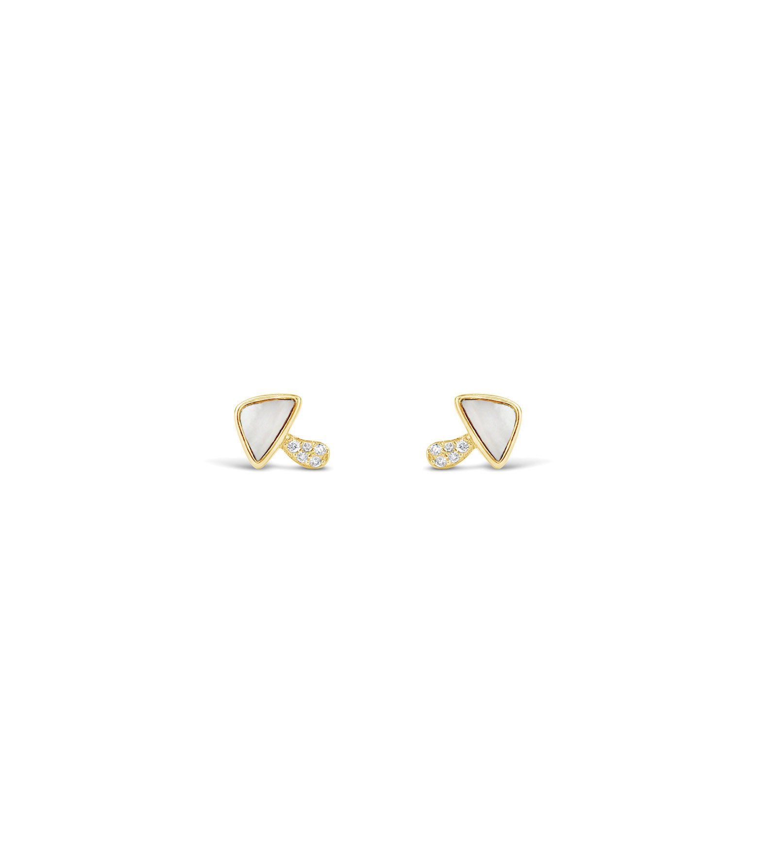 Goldhive-Diamond + Mother of Pearl Mushroom Studs-Earrings-14k Yellow Gold, Diamond-Blue Ruby Jewellery-Vancouver Canada