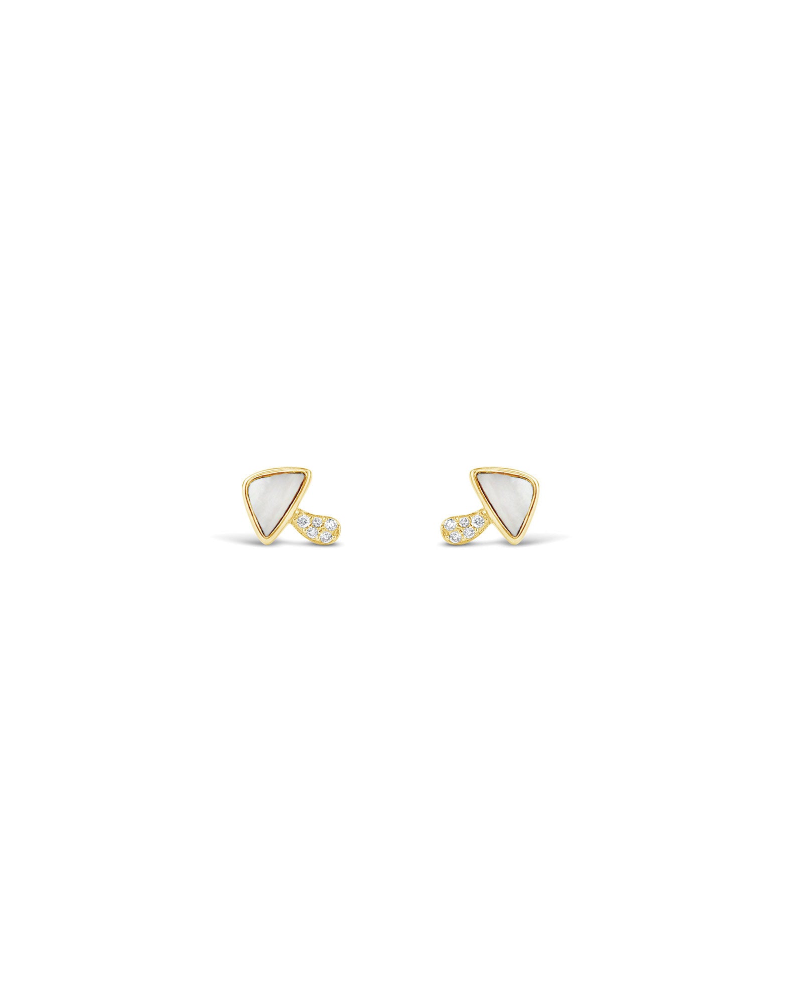 Goldhive-Diamond + Mother of Pearl Mushroom Studs-Earrings-14k Yellow Gold, Diamond-Blue Ruby Jewellery-Vancouver Canada