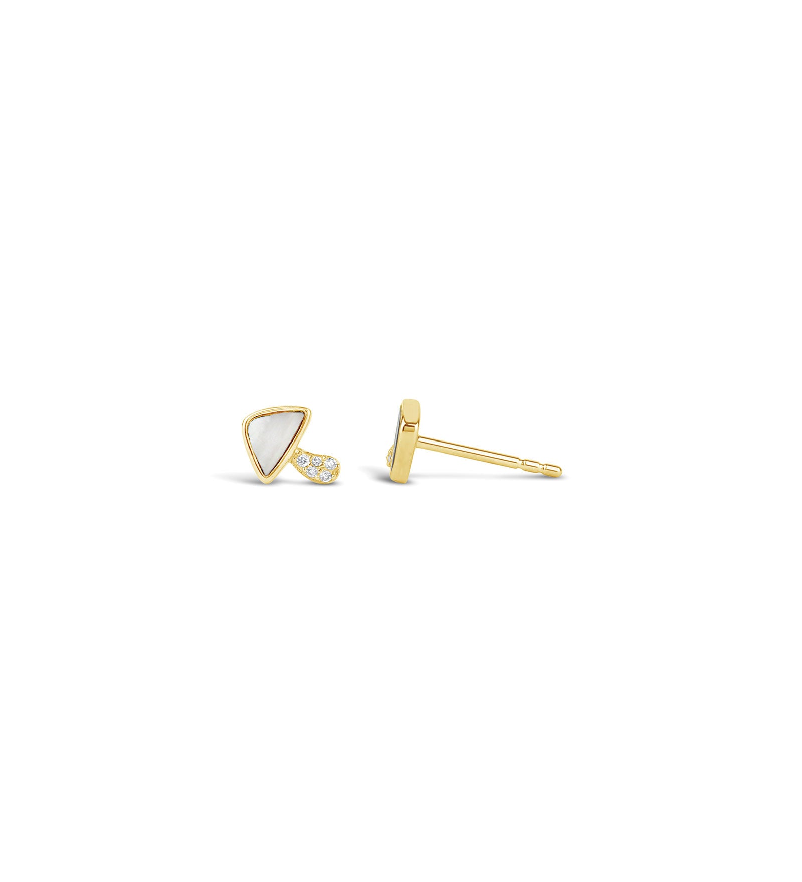 Mushroom Diamond Studs 14k Yellow Gold, Diamond